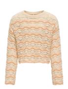 Kogdonna Ls O-Neck Stripe Structure Knt Cream Kids Only