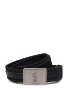 Pony Plaque Canvas & Leather Belt Black Polo Ralph Lauren