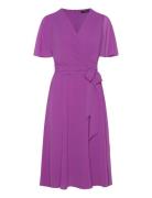 Belted Georgette Dress Purple Lauren Ralph Lauren