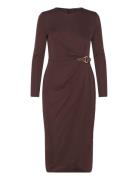 Buckle-Trim Stretch Jersey Dress Brown Lauren Ralph Lauren