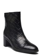 Cassie Crocodile-Embossed Leather Bootie Black Lauren Ralph Lauren