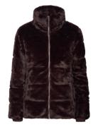 Quilted Faux-Fur Funnelneck Jacket Brown Lauren Ralph Lauren