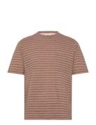 Akkikki Cot/Linen Stripe Tee Brown Anerkjendt