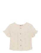 Ruffle Shirt Allover Print Cream Daily 7