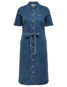 Carlana Ss Long Belt Dnm Dress Gua Blue ONLY Carmakoma