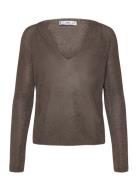 V-Neck Lurex Sweater Brown Mango