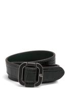 Slide-Buckle Croc-Embossed Leather Belt Khaki Lauren Ralph Lauren