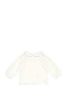 Babydoll Collar Cotton T-Shirt White Mango