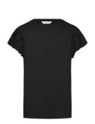 Short-Sleeved Ruffle T-Shirt Black Mango