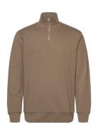 Jersey Half Zip Sweat Brown Lindbergh