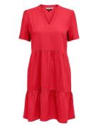 Onltiri-Caro S/S V-Neck Lin Dress Cc Pnt Red ONLY