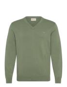 Classic Cotton V-Neck Khaki GANT