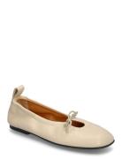 Rosalind Brown Leather Ballet Flats Cream ALOHAS