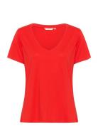 Crnaia Deep V-Neck T-Shirt Red Cream