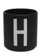 Black Porcelain Cups A-Z Black Design Letters