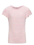 Kogbelia S/S O-Neck Stripe Top Jrs Pink Kids Only