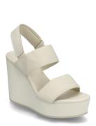 Wedge Sandal Webbing In White Calvin Klein