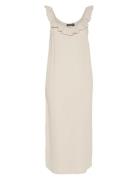 Pcsastina Sl Midi Dress Wvn Bc Beige Pieces