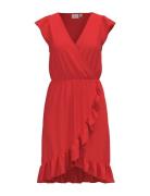 Vimo Y S/S Wrap Flounce Dress /1/Ka Red Vila