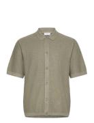 Knitted S/S Polo Cardigan Khaki Lindbergh