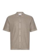 Knitted S/S Polo Cardigan Beige Lindbergh