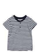 Striped Contrast Collar T-Shirt Patterned Mango