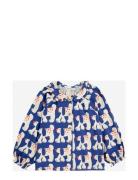 Fairy Dog All Over Ranglan Sleeve Woven Blouse Blue Bobo Choses