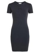 Washed Woven Label Rib Dress Black Calvin Klein Jeans