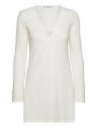 Textured Dress With Hoop Detail Cream Mango