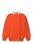Cats Emb Collar Sweatshirt Orange Mini Rodini