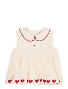 Seersucker Ss Blouse W. Hearts Pink Copenhagen Colors
