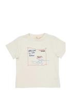 T-Shirt W. Print & Embroidery Cream Copenhagen Colors