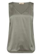 Mmastrid V-Neck Silk Tank Top Grey MOS MOSH