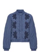 Floral-Embroidered Padded Jacket Blue Mango