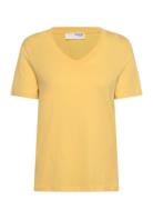 Slfessential Ss V-Neck Tee Noos Yellow Selected