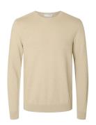 Slhberg Crew Neck Noos Beige Selected