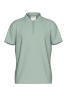 Slhfave Zip Ss Polo Green Selected