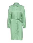 Slfirene-Tonia Ls Cupro Shirt Dress B Green Selected