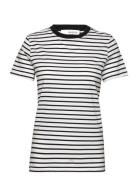 Slfmyessential Ss Stripe O-Neck Tee Black Selected