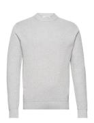Slhdane Ls Knit Structure Crew Neck Noos Grey Selected
