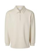 Slhrelax-Emanuel Soft Polo Zip Sweat Ex Cream Selected
