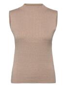 Slflura Lurex Sl Knit High Neck Beige Selected