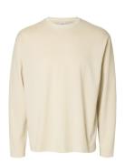 Slhlooseoscar Ls O-Neck Tee Noos Beige Selected