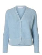 Slfbirla Ls Knit Short Cardigan Blue Selected
