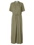 Slfviva-Damina Ss Ankle Sun Dress Noos Green Selected