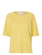 Slfvilja Linen Ss Tee Yellow Selected