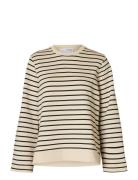 Slfelise Ls O-Neck Wide Striped Sweat Cream Selected