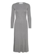 Slflura Lurex Ls Knit Dress Grey Selected