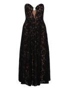Opal Volume Lace Midi Dress Black Bardot