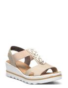 Rieker Ladies' Sandals 67498-00 Black Beige Rieker